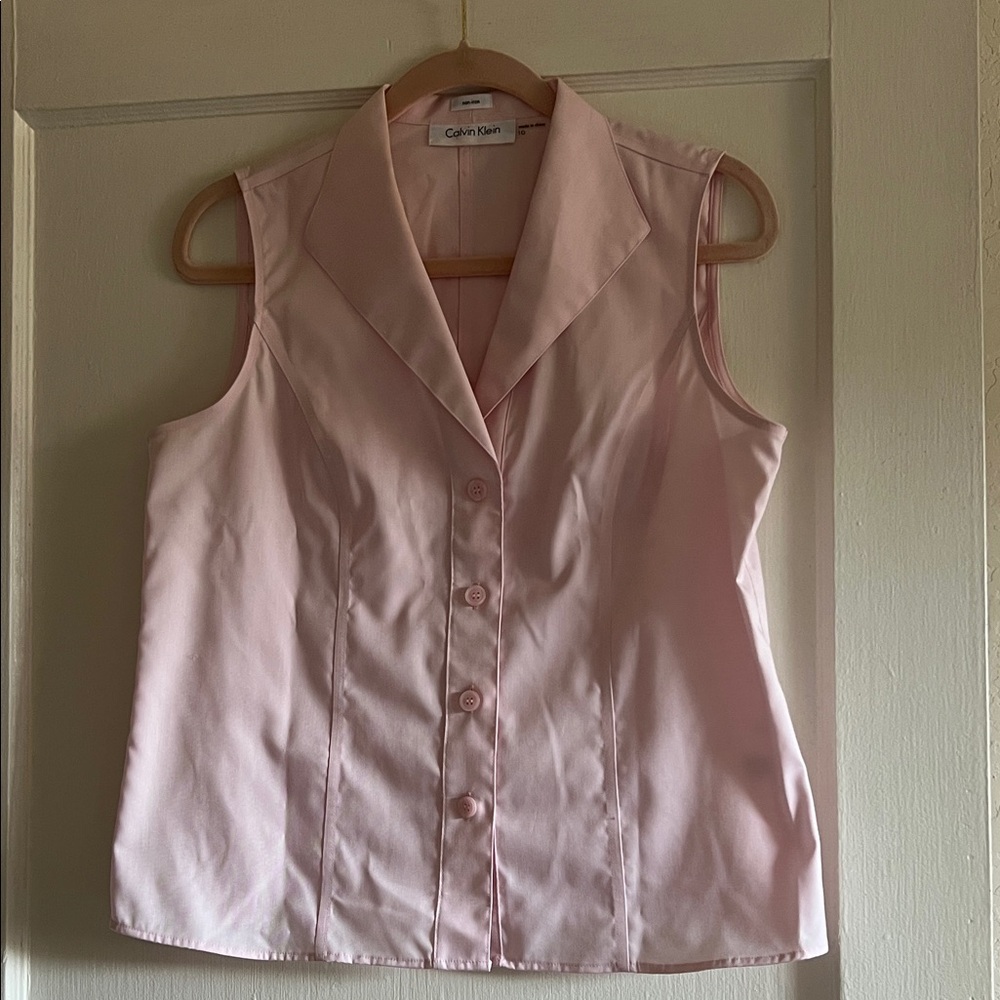Calvin Klein Light Pink Button-Up Blouse - Picture 1 of 8